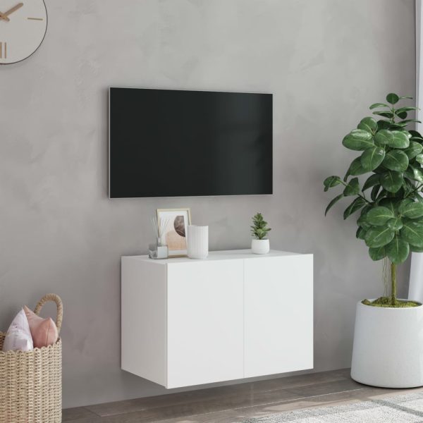 Móvel de parede para TV com luzes LED 60x35x41 cm branco - Image 5