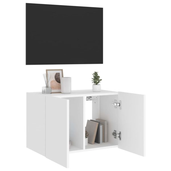 Móvel de parede para TV com luzes LED 60x35x41 cm branco - Image 7