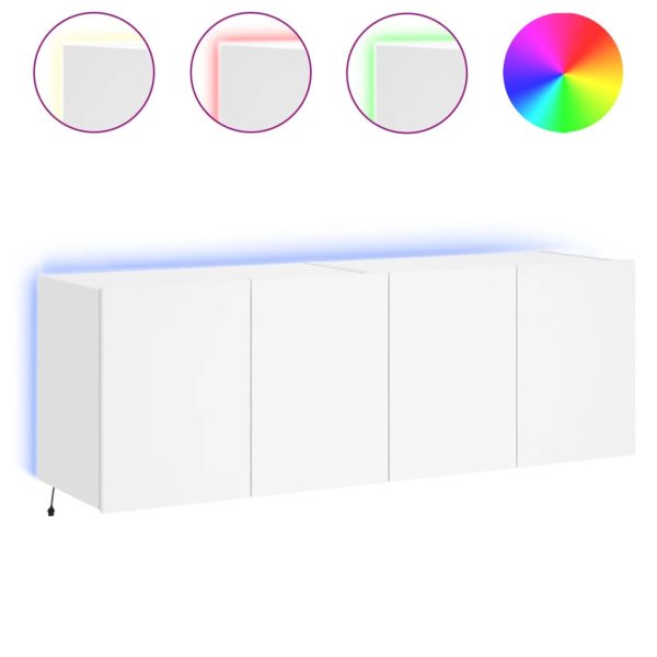 Móveis de parede p/ TV com luzes LED 2 pcs 60x35x41 cm branco - Image 2