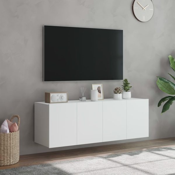Móveis de parede p/ TV com luzes LED 2 pcs 60x35x41 cm branco - Image 5