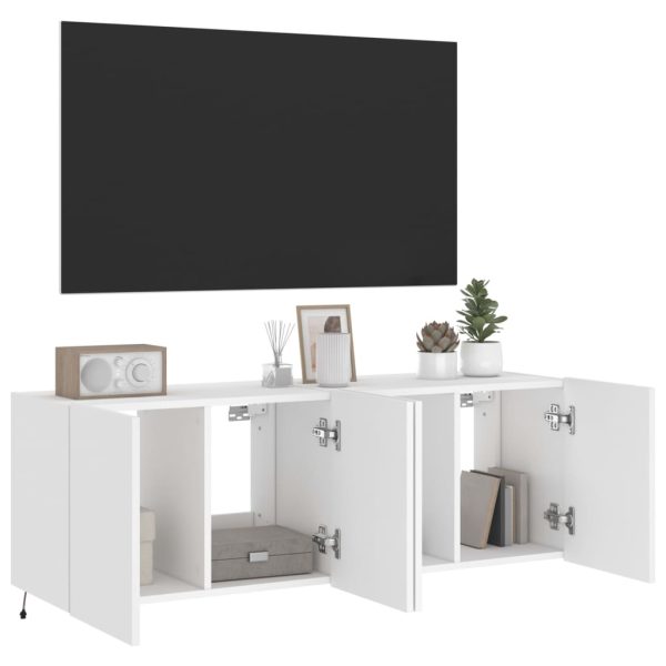 Móveis de parede p/ TV com luzes LED 2 pcs 60x35x41 cm branco - Image 7