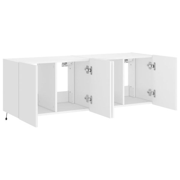 Móveis de parede p/ TV com luzes LED 2 pcs 60x35x41 cm branco - Image 8