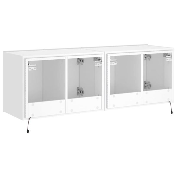 Móveis de parede p/ TV com luzes LED 2 pcs 60x35x41 cm branco - Image 11