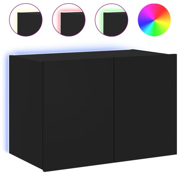 Móvel de parede para TV com luzes LED 60x35x41 cm preto - Image 2
