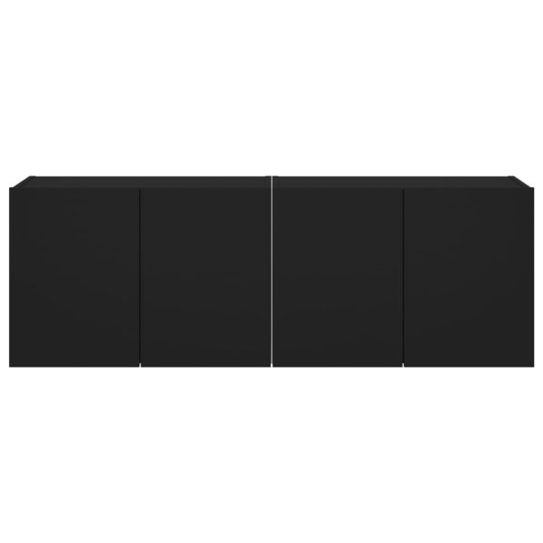 Móveis de parede p/ TV com luzes LED 2 pcs 60x35x41 cm preto - Image 9