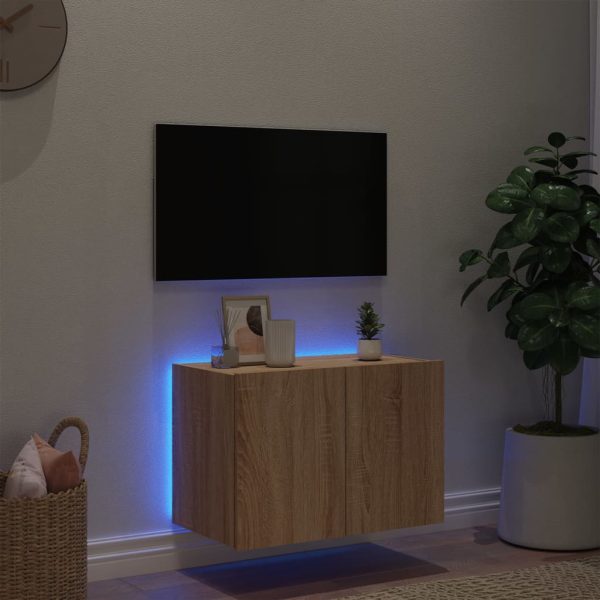 Móvel de parede p/ TV c/ luzes LED 60x35x41 cm carvalho sonoma - Image 4