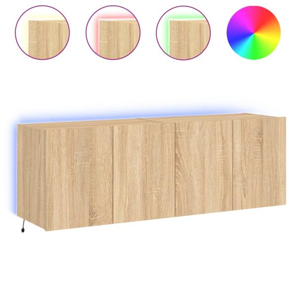 Móveis de parede para TV com luzes LED 2 pcs carvalho sonoma - Image 2