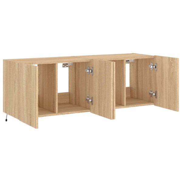Móveis de parede para TV com luzes LED 2 pcs carvalho sonoma - Image 8