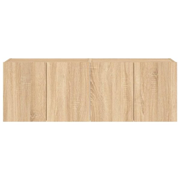 Móveis de parede para TV com luzes LED 2 pcs carvalho sonoma - Image 9