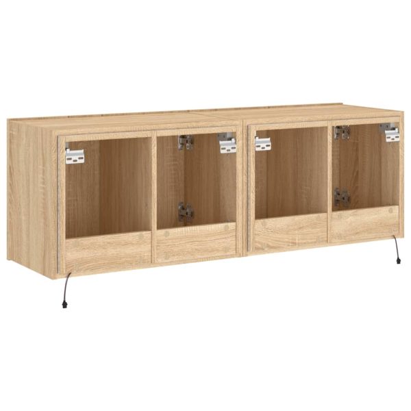 Móveis de parede para TV com luzes LED 2 pcs carvalho sonoma - Image 11