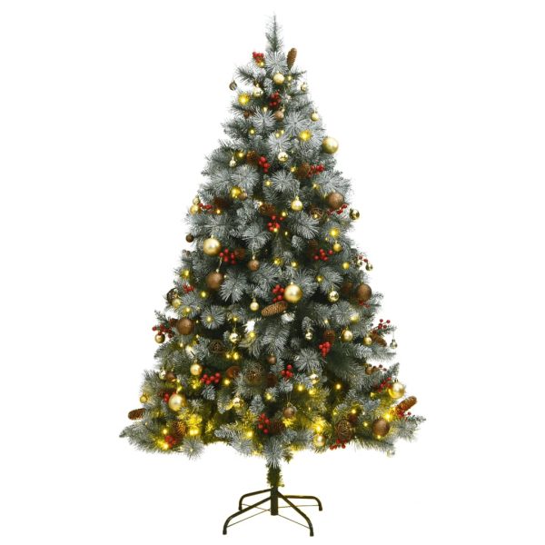 Árvore Natal artificial articulada c/ 300 luzes LED+bolas 180cm