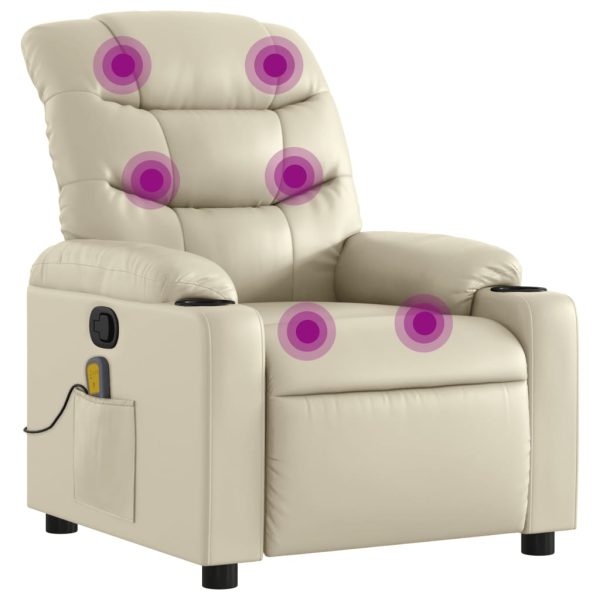 Poltrona de massagens reclinável couro artificial cor creme - Image 2