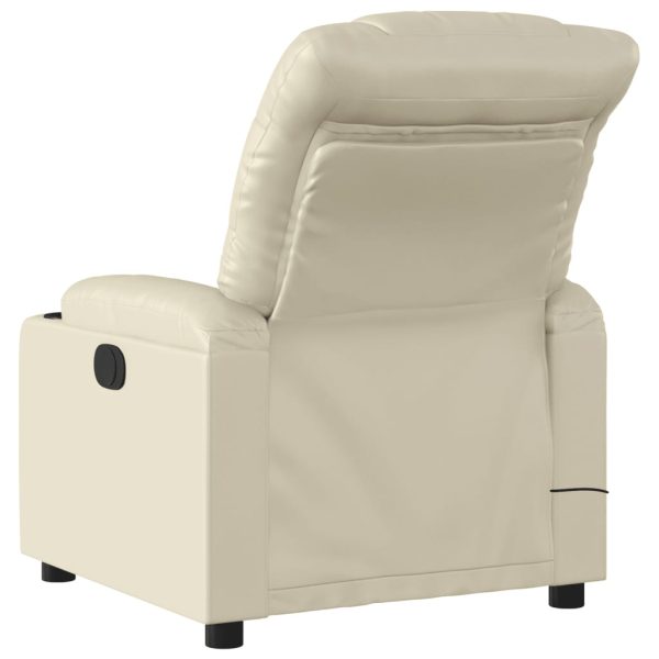 Poltrona de massagens reclinável couro artificial cor creme - Image 4