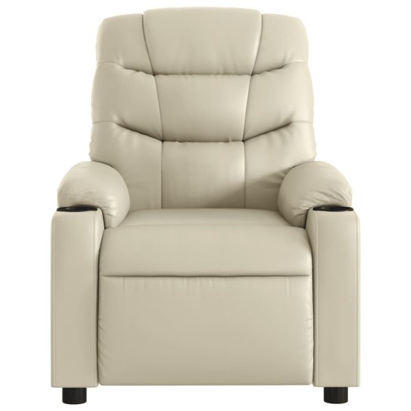 Poltrona de massagens reclinável couro artificial cor creme - Image 7