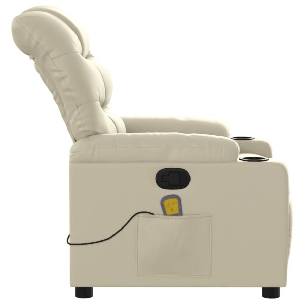 Poltrona de massagens reclinável couro artificial cor creme - Image 8