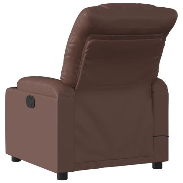 Poltrona de massagens reclinável couro artificial castanho - Image 4