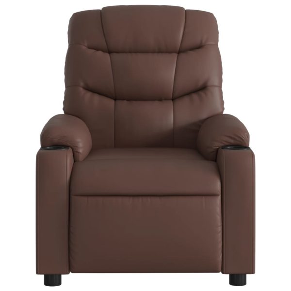 Poltrona de massagens reclinável couro artificial castanho - Image 7