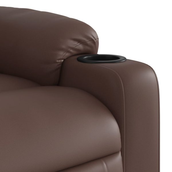 Poltrona de massagens reclinável couro artificial castanho - Image 9
