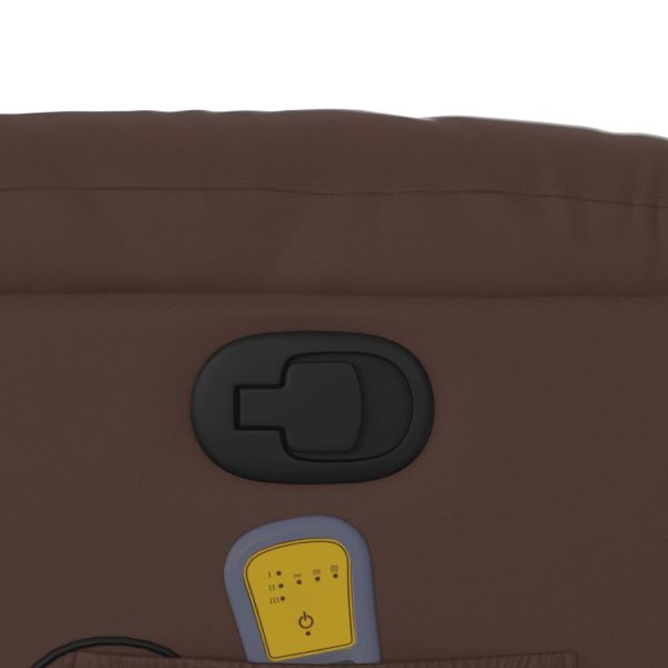 Poltrona de massagens reclinável couro artificial castanho - Image 10