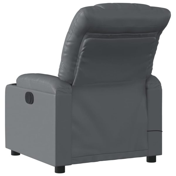 Poltrona de massagens reclinável couro artificial cinzento - Image 4