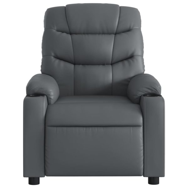 Poltrona de massagens reclinável couro artificial cinzento - Image 7
