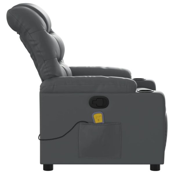 Poltrona de massagens reclinável couro artificial cinzento - Image 8