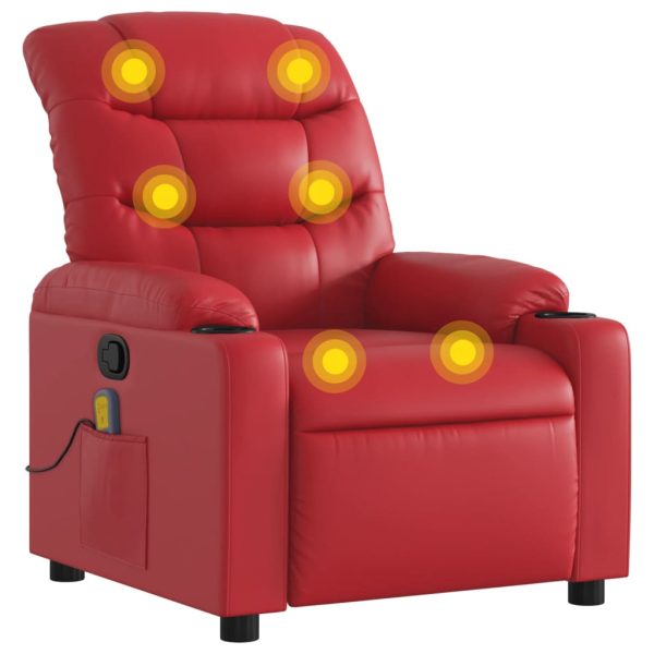 Poltrona de massagens reclinável couro artificial vermelho - Image 2