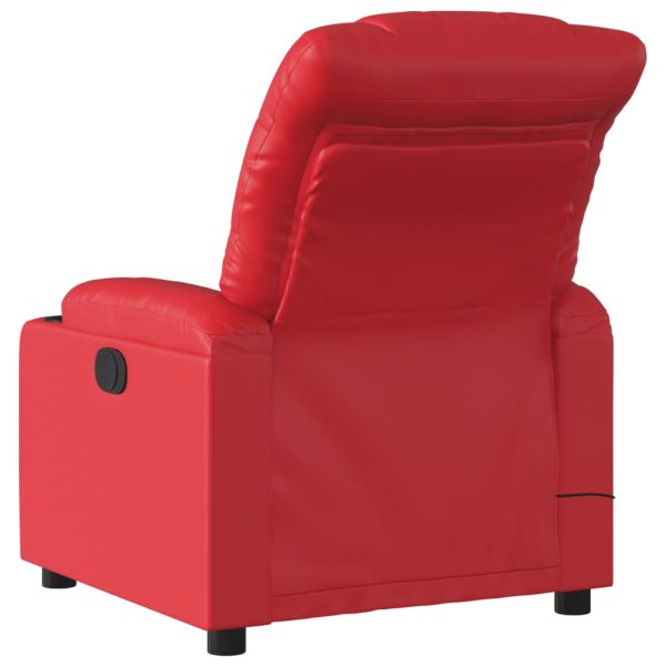 Poltrona de massagens reclinável couro artificial vermelho - Image 4