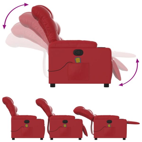 Poltrona de massagens reclinável couro artificial vermelho - Image 5