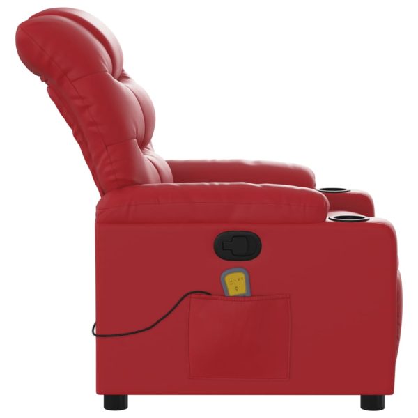 Poltrona de massagens reclinável couro artificial vermelho - Image 8