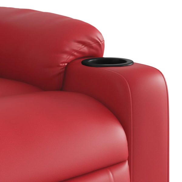 Poltrona de massagens reclinável couro artificial vermelho - Image 9