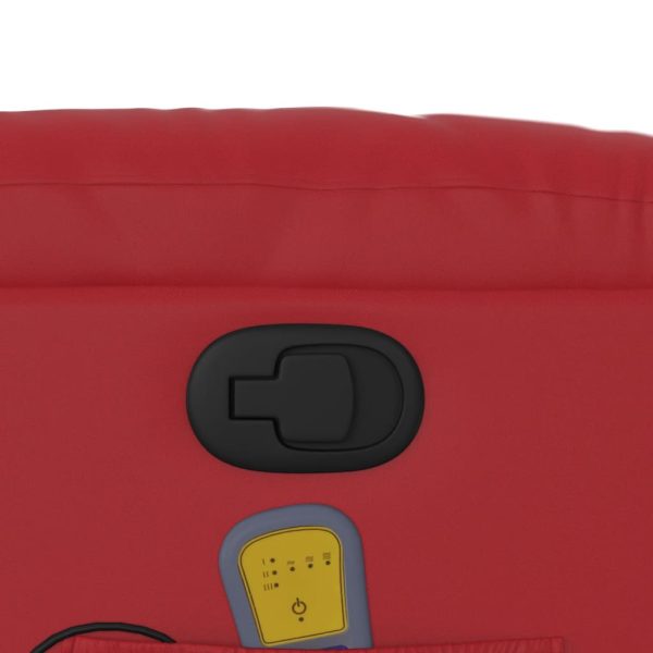 Poltrona de massagens reclinável couro artificial vermelho - Image 10