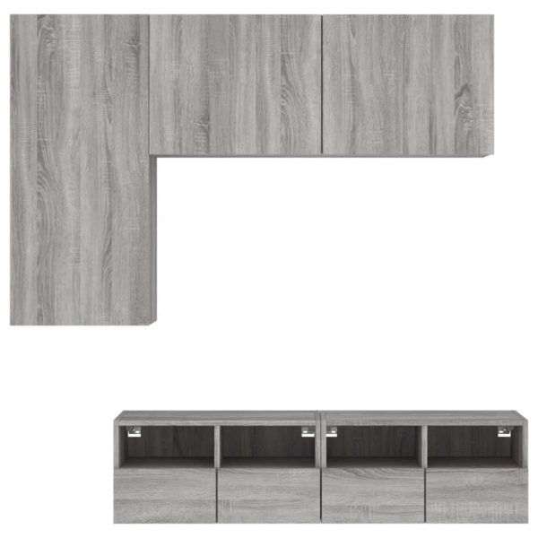 4 pcs móveis de parede p/ TV derivados de madeira cinza sonoma - Image 5