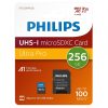 TARJETA MICRO SD 256GB PHILIPS C10 U3 + ADAPTADOR