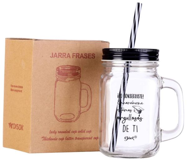 JARRA CRISTAL CON TAPA Y CAÑA "GRADUACIÓN"