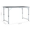 Mesa de campismo dobrável 120x60 cm alumínio cinzento - Image 9