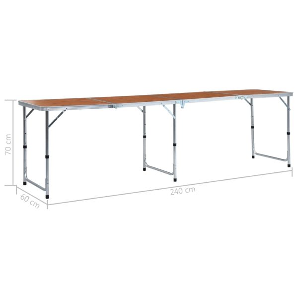 Mesa de campismo dobrável 240x60 cm alumínio - Image 9