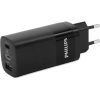 CARGADOR DE PARED PHILIPS 65W 2XUSB-C PD CARGA RAPIDA + 1USB-A - CARGA PORTATILES Y MOVILES