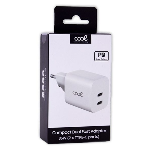 Cargador Red Universal Fast Charger (PD) Dual 2 x Tipo-C COOL (35W) Blanco - Image 5