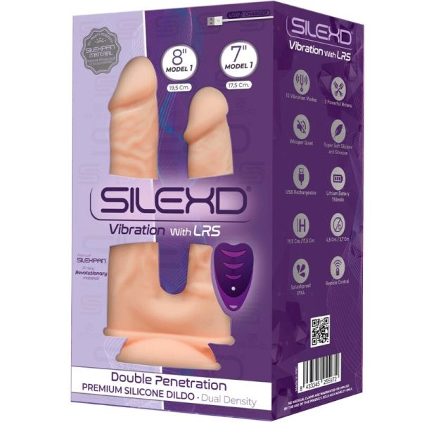 SILEXD - MODELO 1 VIBRADOR DE DUPLA PENETRAÇÃO DE PÊNIS REALISTA PREMIUM SILEXPAN CONTROLE REMOTO DE SILICONE 17,5 / 19,5 CM - Image 3