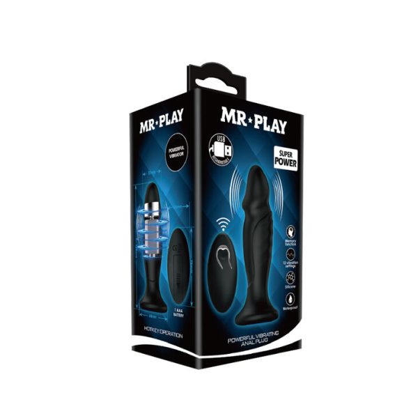 MR PLAY - PLUG ANAL COM CONTROLE REMOTO VIBRAO PRETO - Image 9