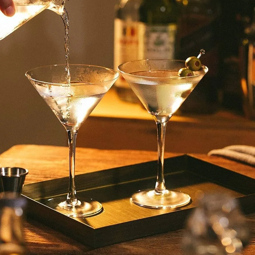 Silver wine and beer glasses