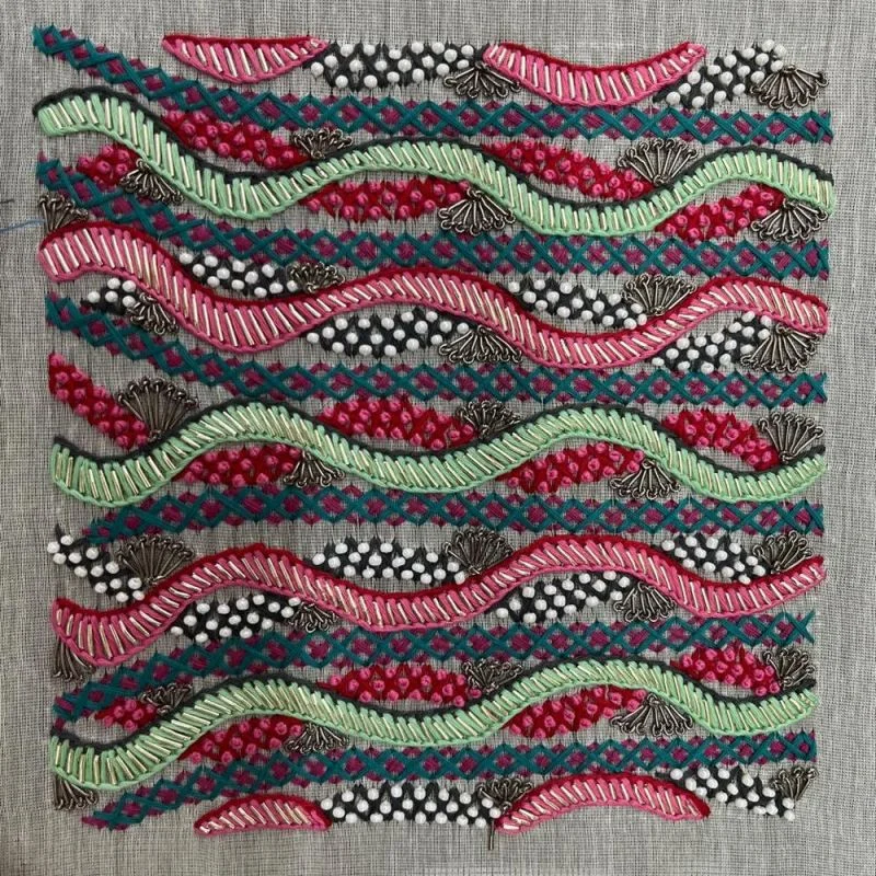Hand French Beaded Lace Fabric Embroidery
