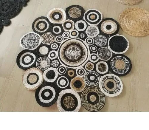 Natural Jute Round Outer Tikli Rug