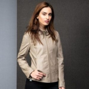 Box Style Leather Jacket (Beige) by  Shape Of Sports 
