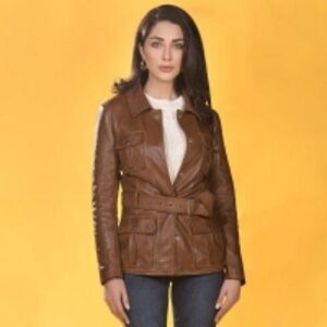  Cognac Vintage Leather Jacket  by  Shape Of Sports 