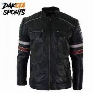 Solid Color Slim Fit Leather Jacket - Image 2