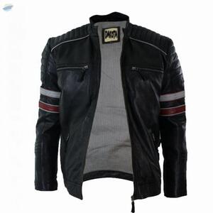 Solid Color Slim Fit Leather Jacket by  Dakota Sports 