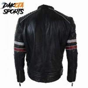 Solid Color Slim Fit Leather Jacket - Image 3