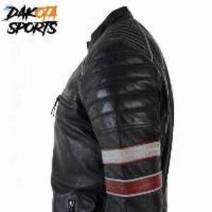 Solid Color Slim Fit Leather Jacket - Image 4